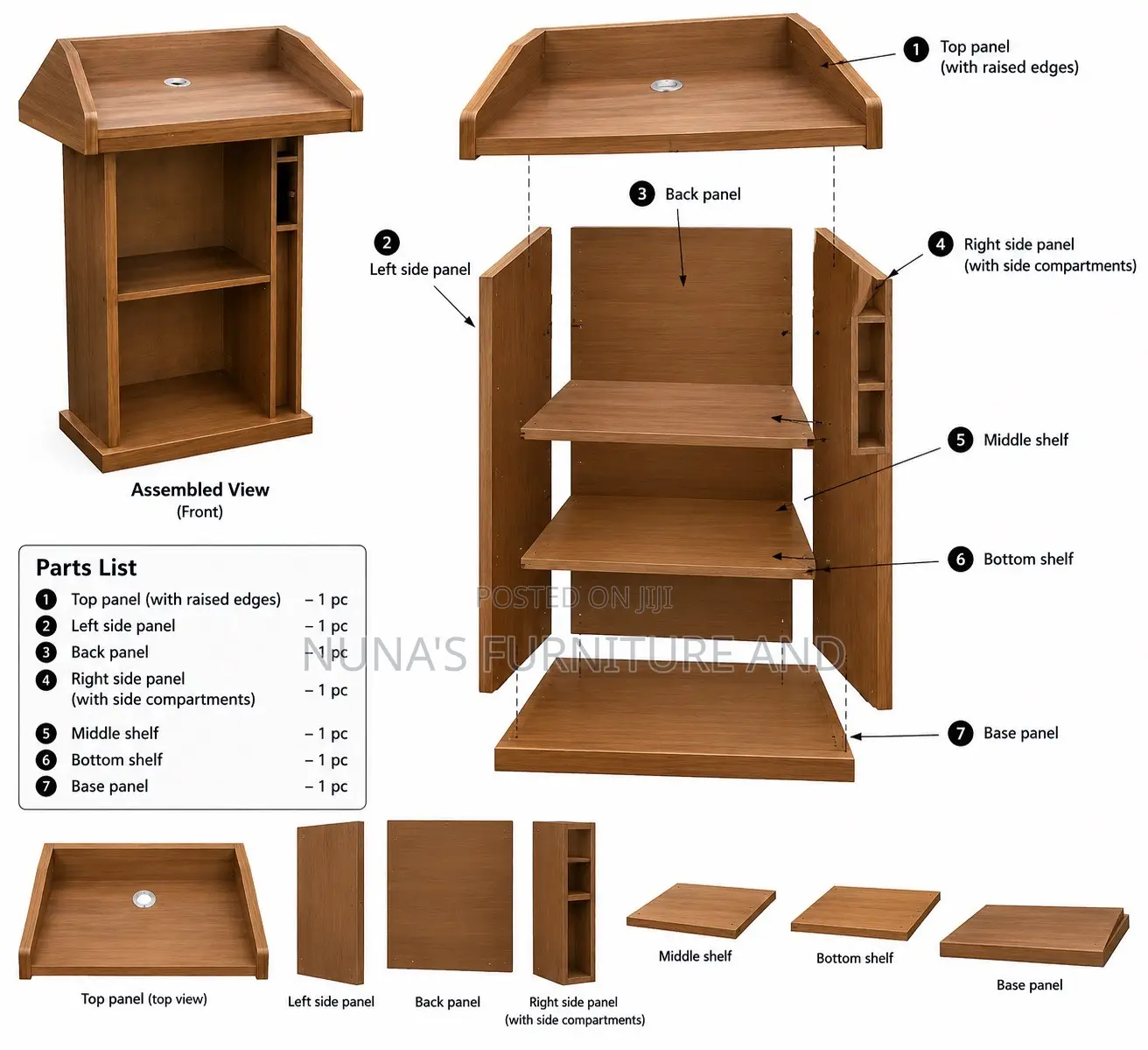 Modern Wooden Church Pulpit / Lectern With Storage – Brown
