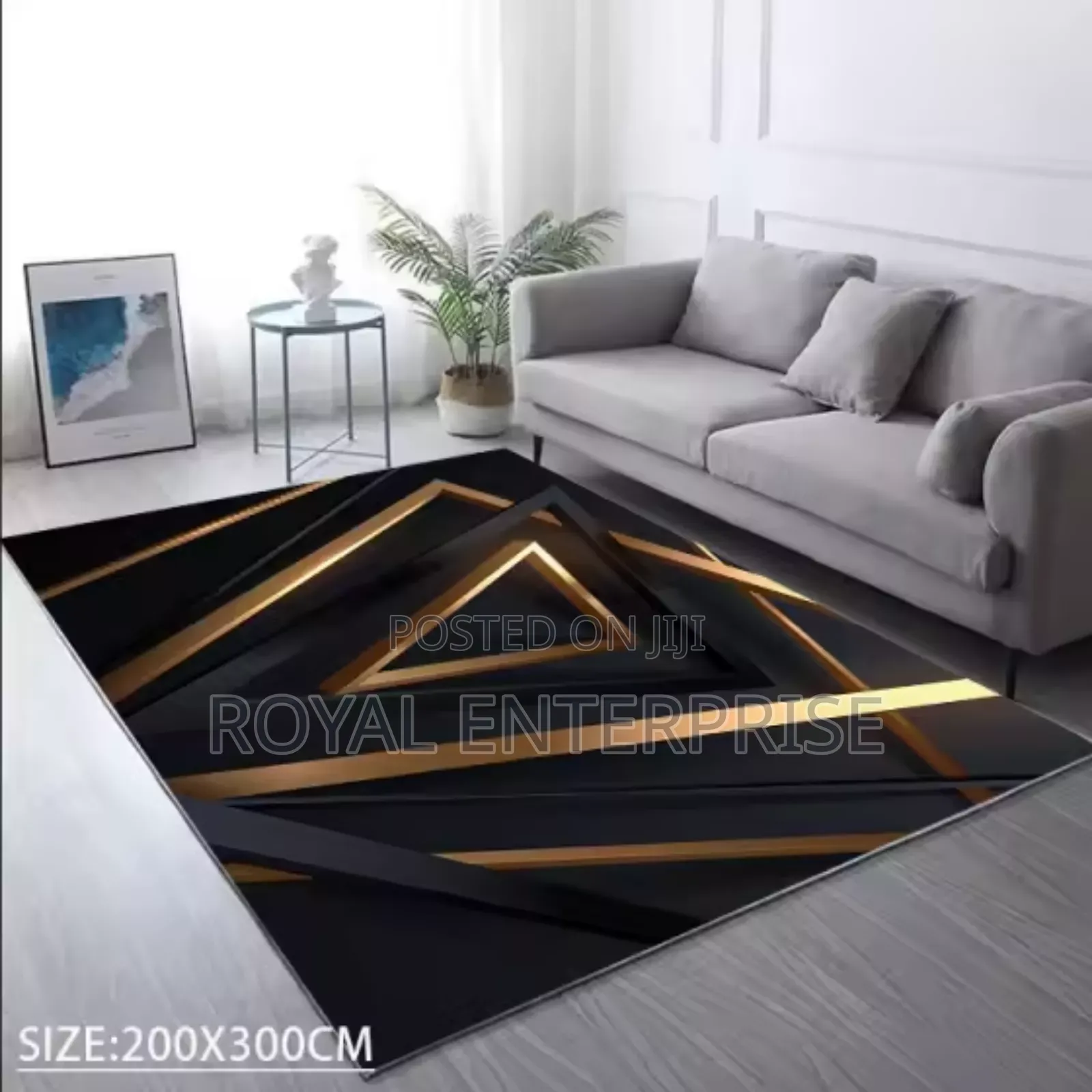 Modern Printed Area Rug Gel Foam Backing Anti Slip