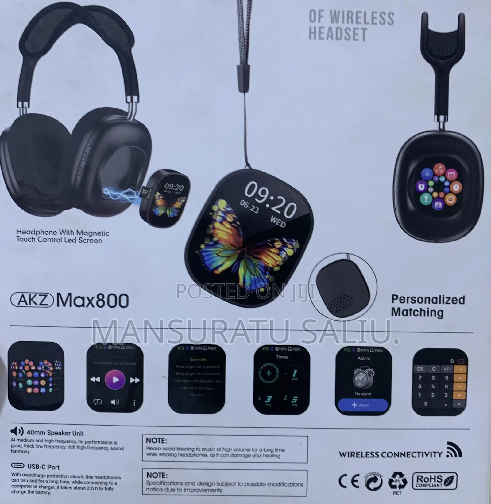  AKZ Max800 Wireless Headse