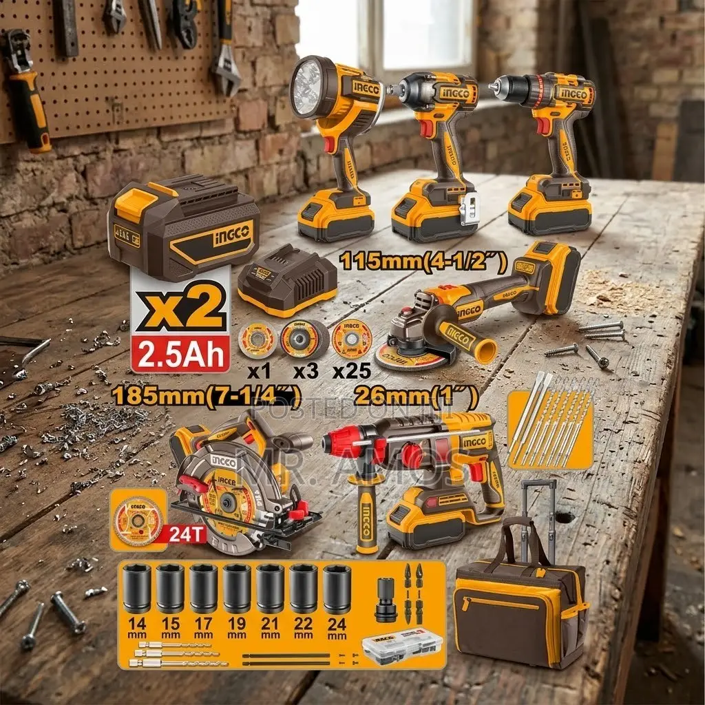 6 in 1 Cordless Tools Combo Kit With 2 42V Batteries -COSLI260496