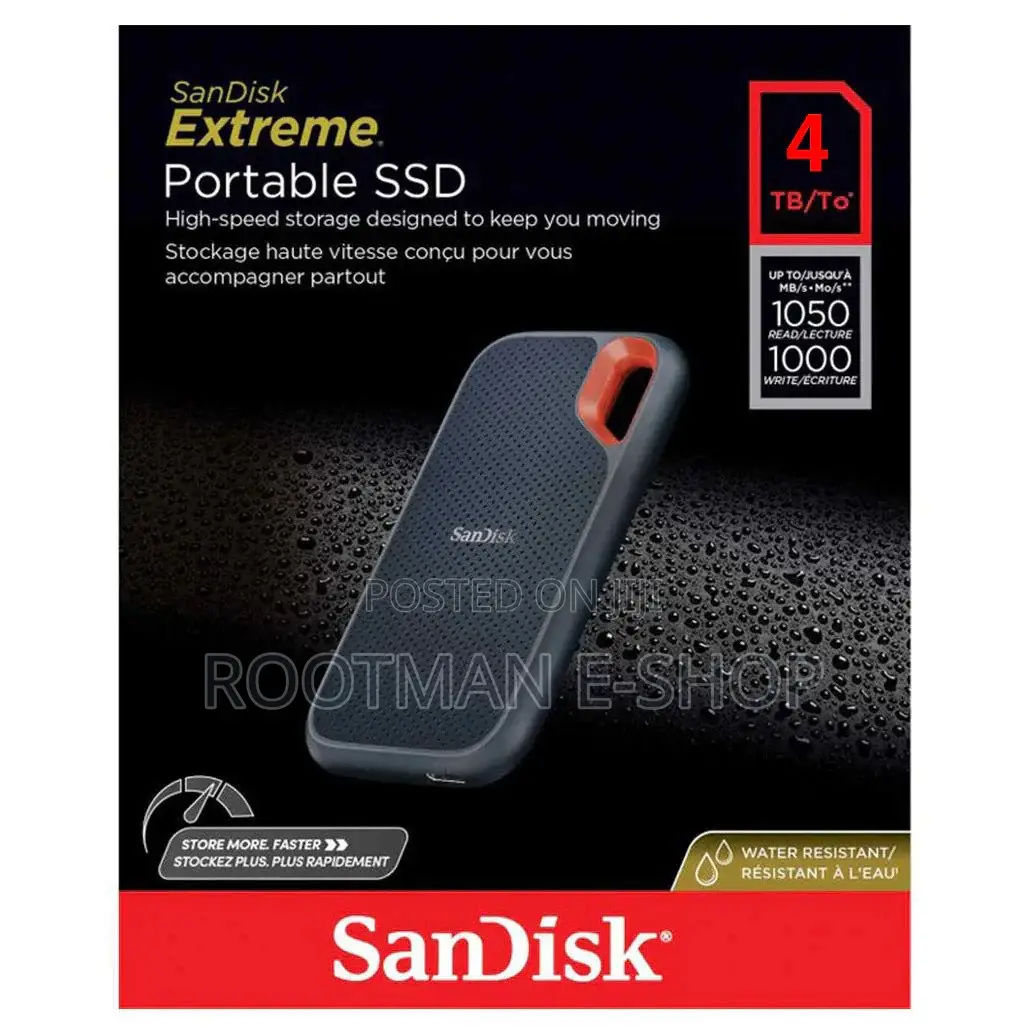 SanDisk 4TB Extreme Portable SSD – Up to 1050mb/S – USB-C