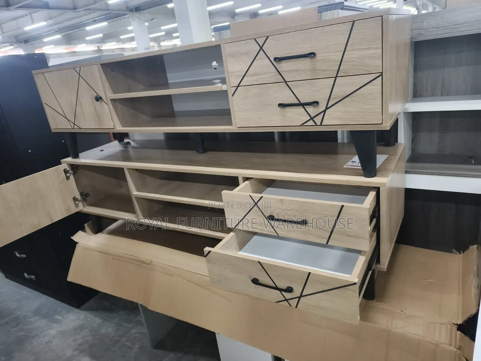 Modern Light Oak TV Stand.