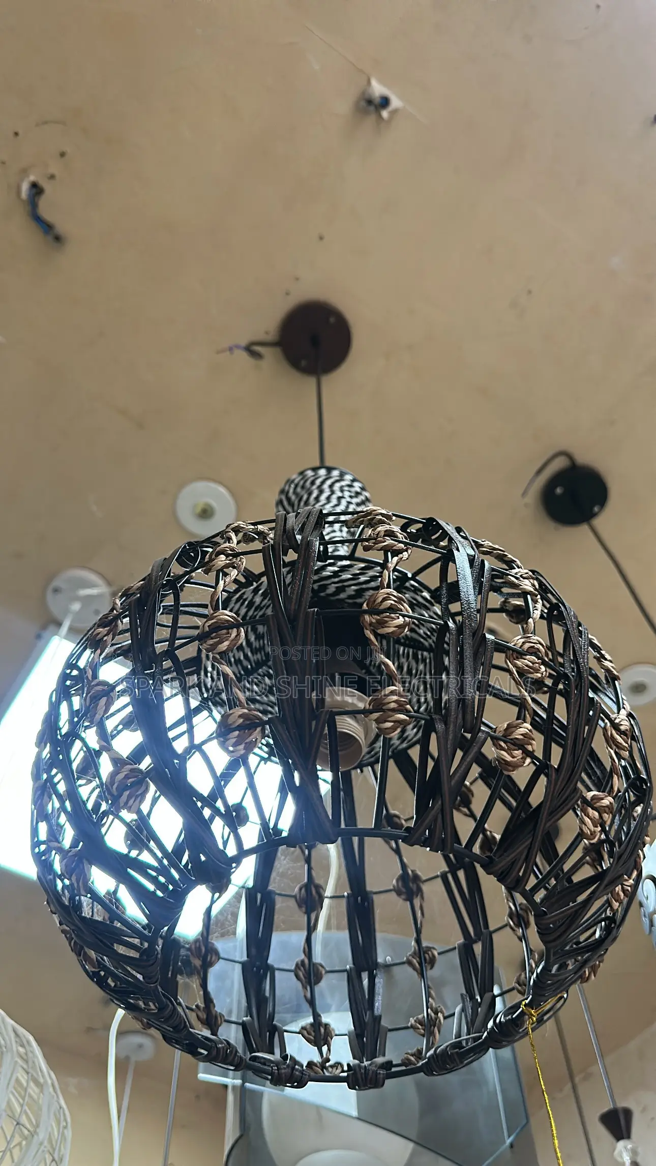 Black Woven Rattan Pendant Light