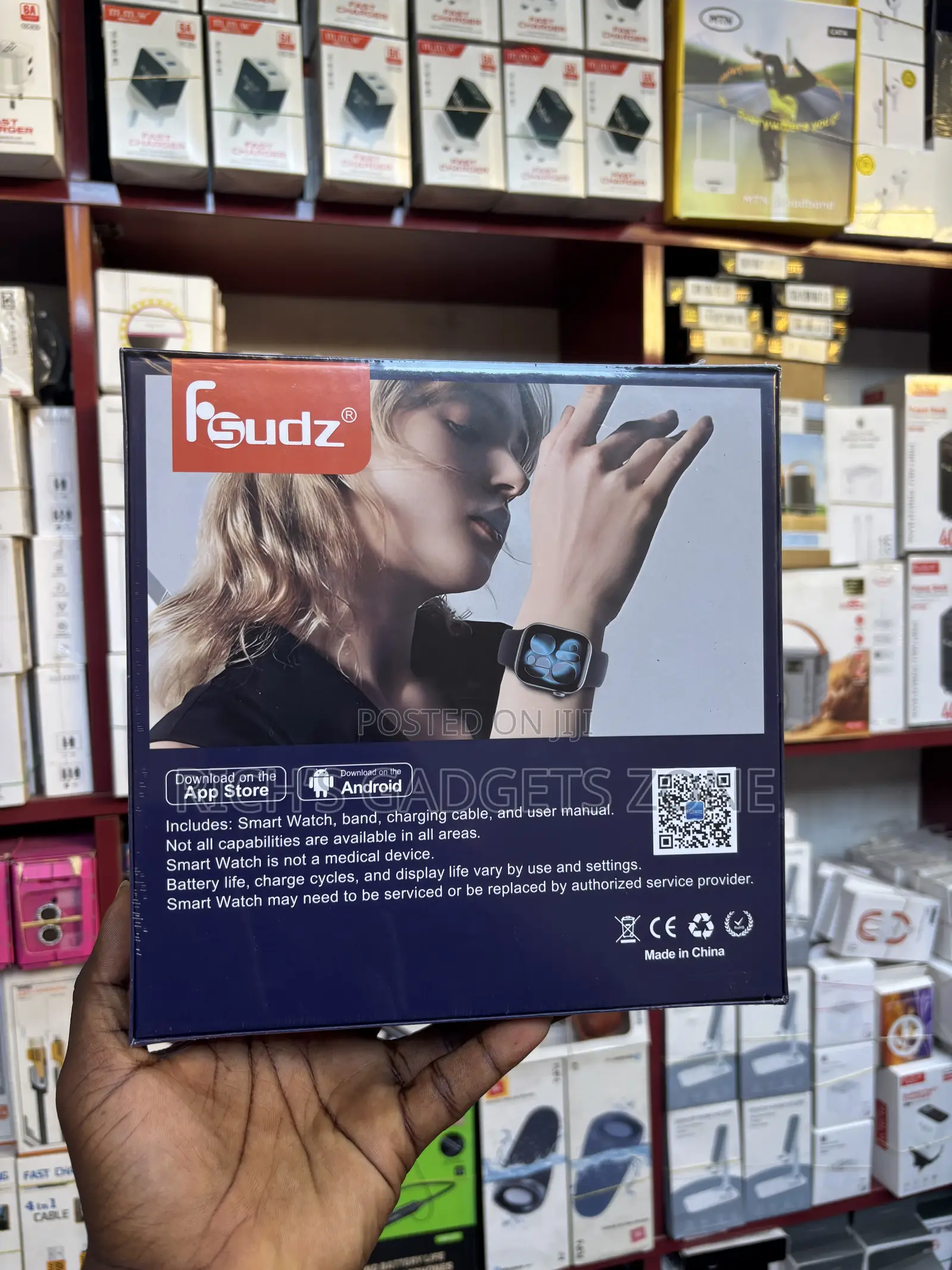 Fsudz 3-in-1 Smart Watch & Portable Mini Fan Combo (Model: FWT-28)