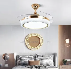 Modern Crystal LED Fan Ceiling Light-Gold