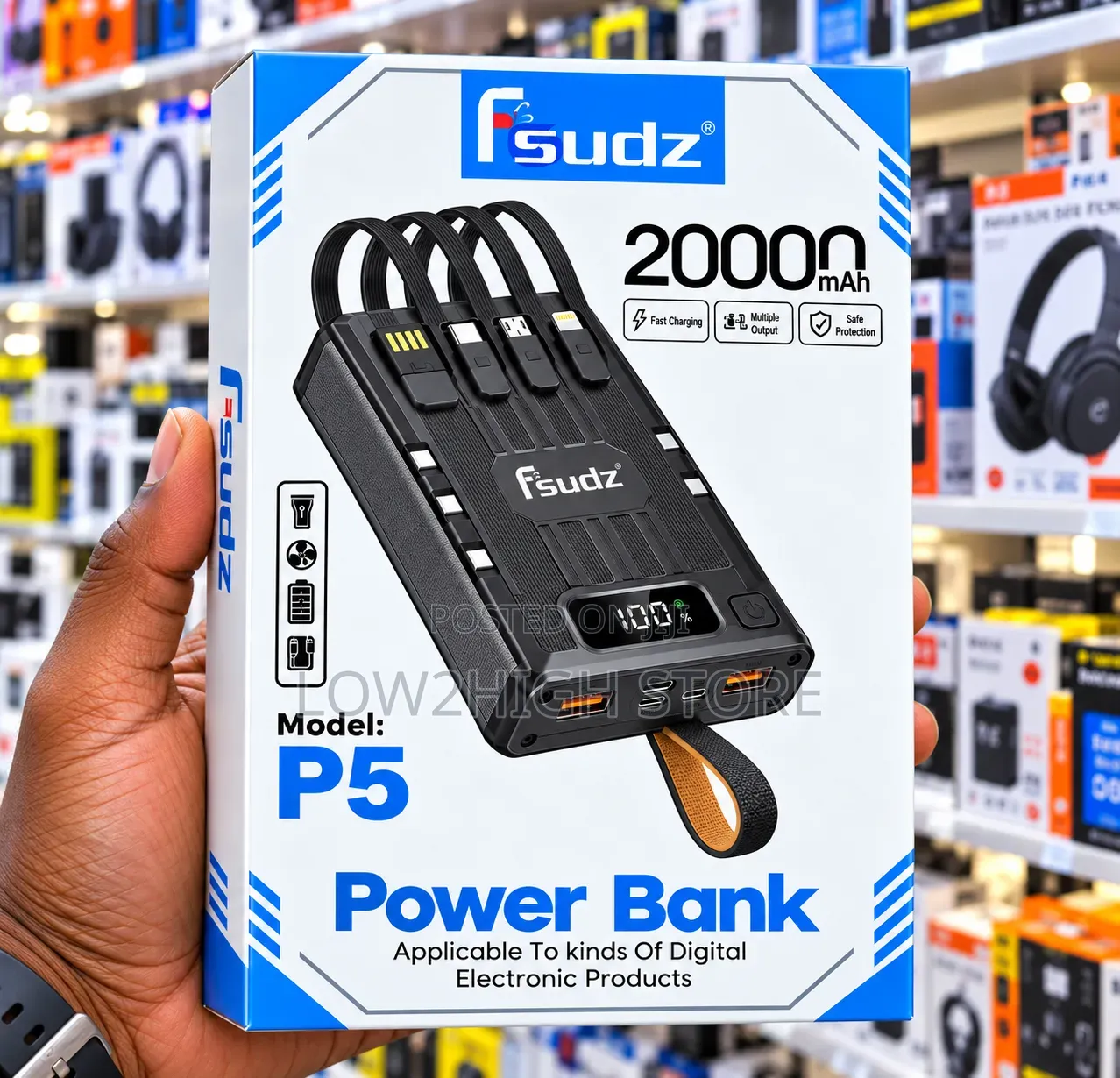 Fsudz P5 20,000mAh Fast-Charging Power Bank - Low2High