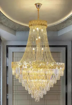 Grand Empire Crystal Gold Champagne Chandelier