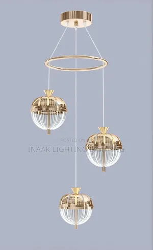 Modern 3 Globe Gold Cage Chandelier