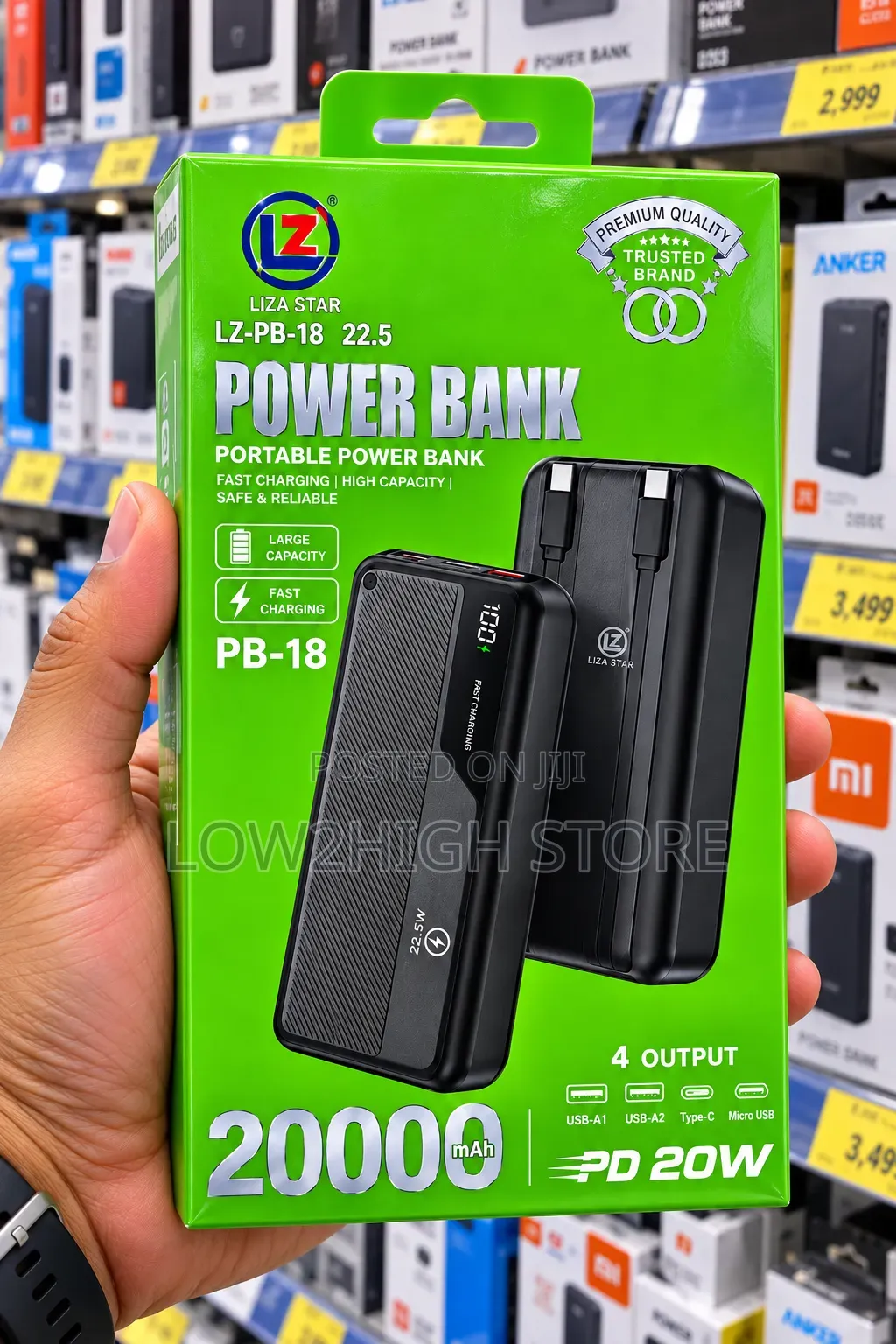 Liza Star LZ-PB-18 20,000mAh 22.5W Fast-Charging Power Bank - Low2High