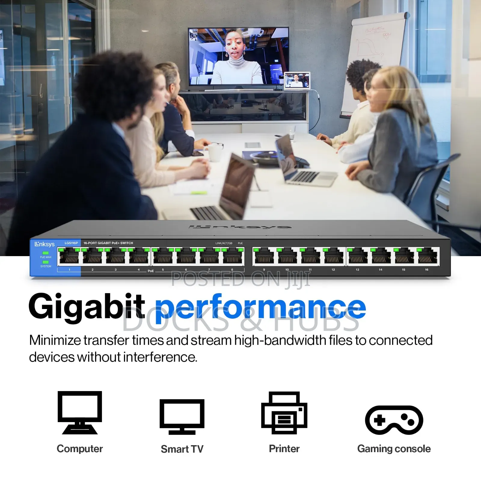 Linksys LGS116P 16-Port Gigabit Ethernet PoE+ Unmanaged Switch