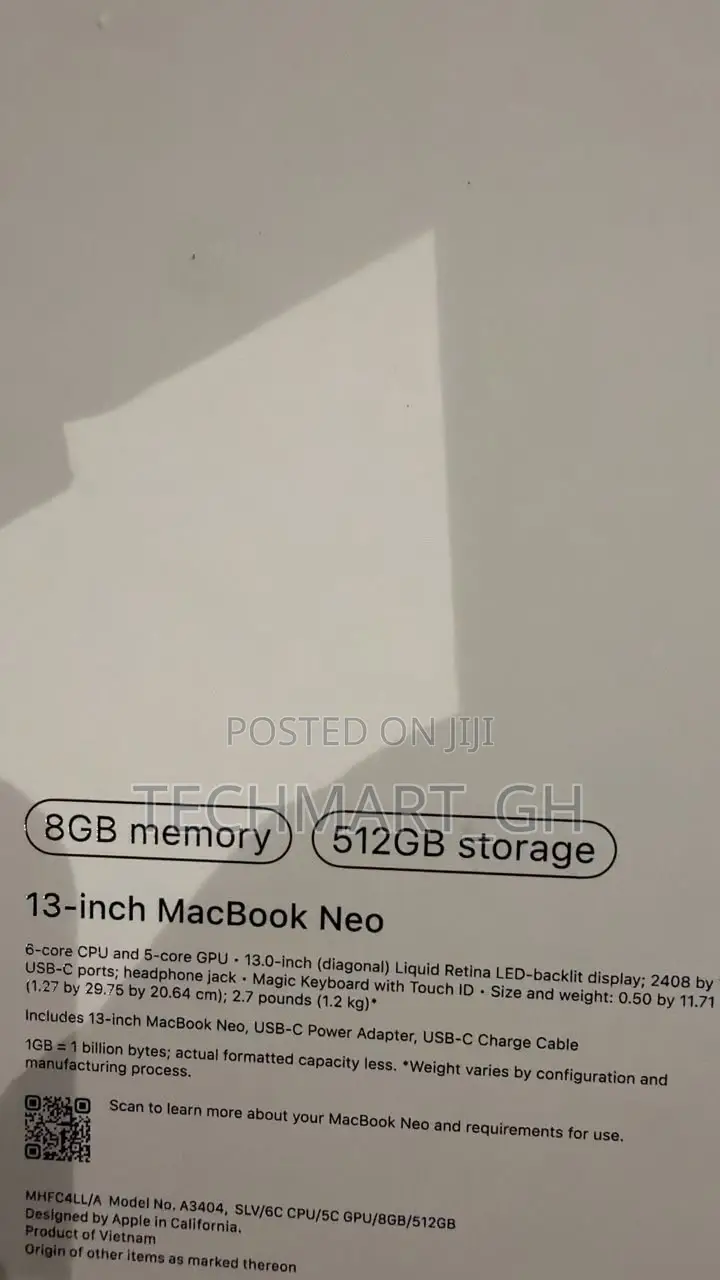 Laptop Apple MacBook Neo 2026 8GB SSD 512GB