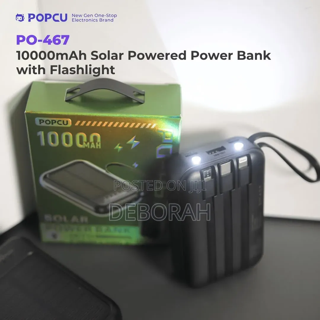 10000mAh Solar Powered Power Bank With Flashlight