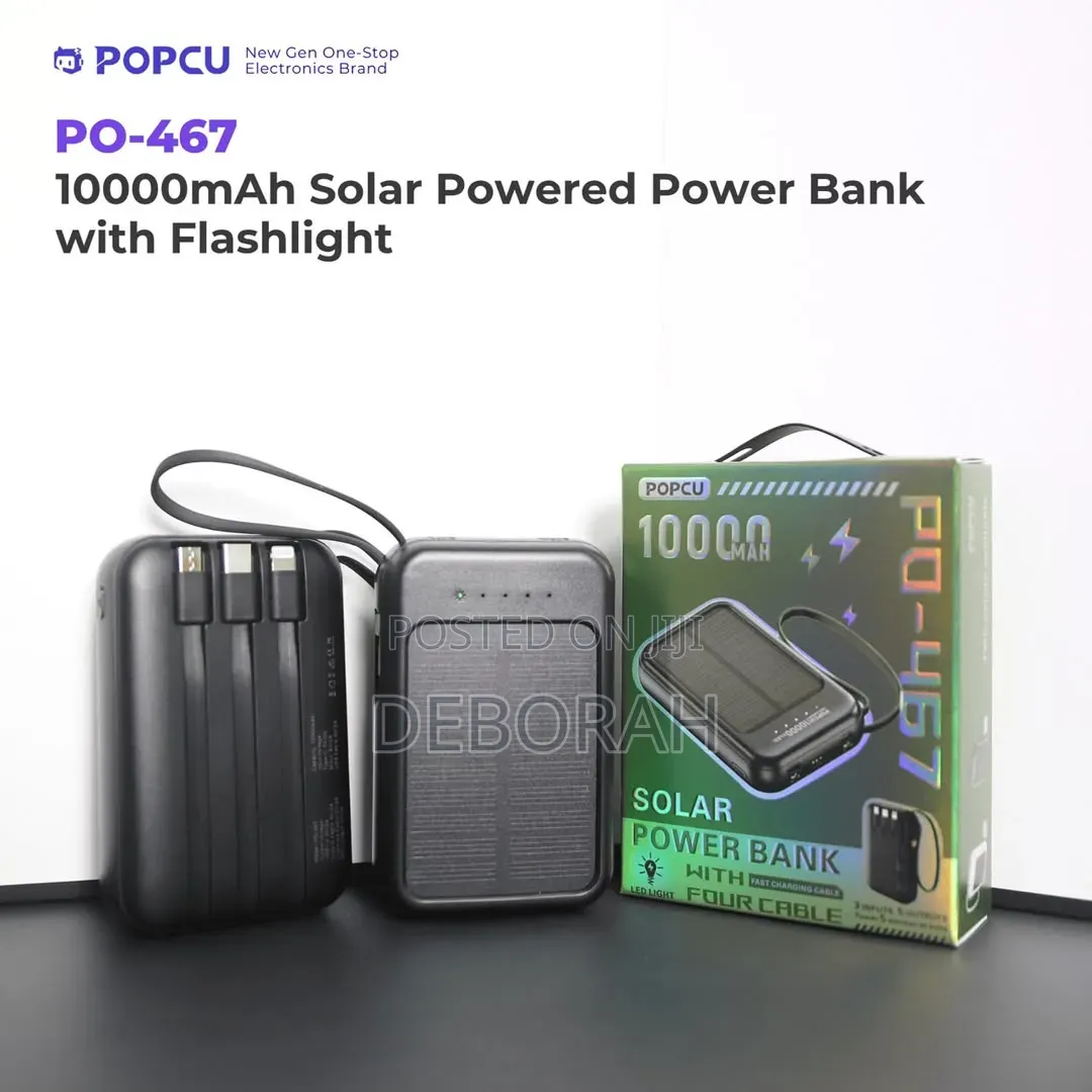 10000mAh Solar Powered Power Bank With Flashlight