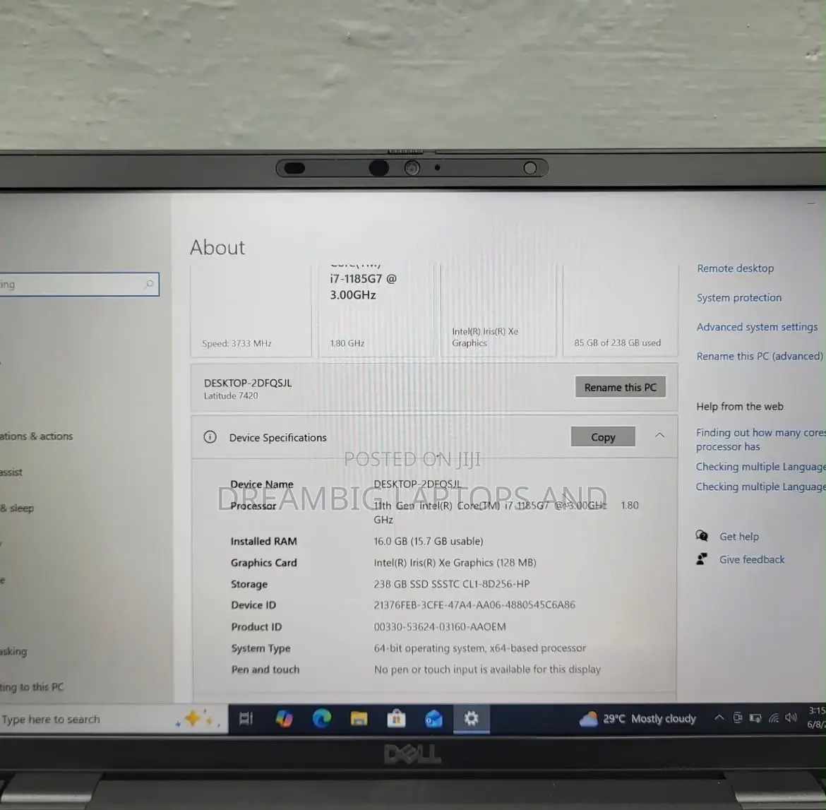Laptop Dell Latitude 7420 16GB Intel Core i7 SSD 256GB