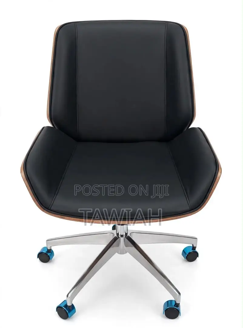Leather Conference Chair With Wood Trim