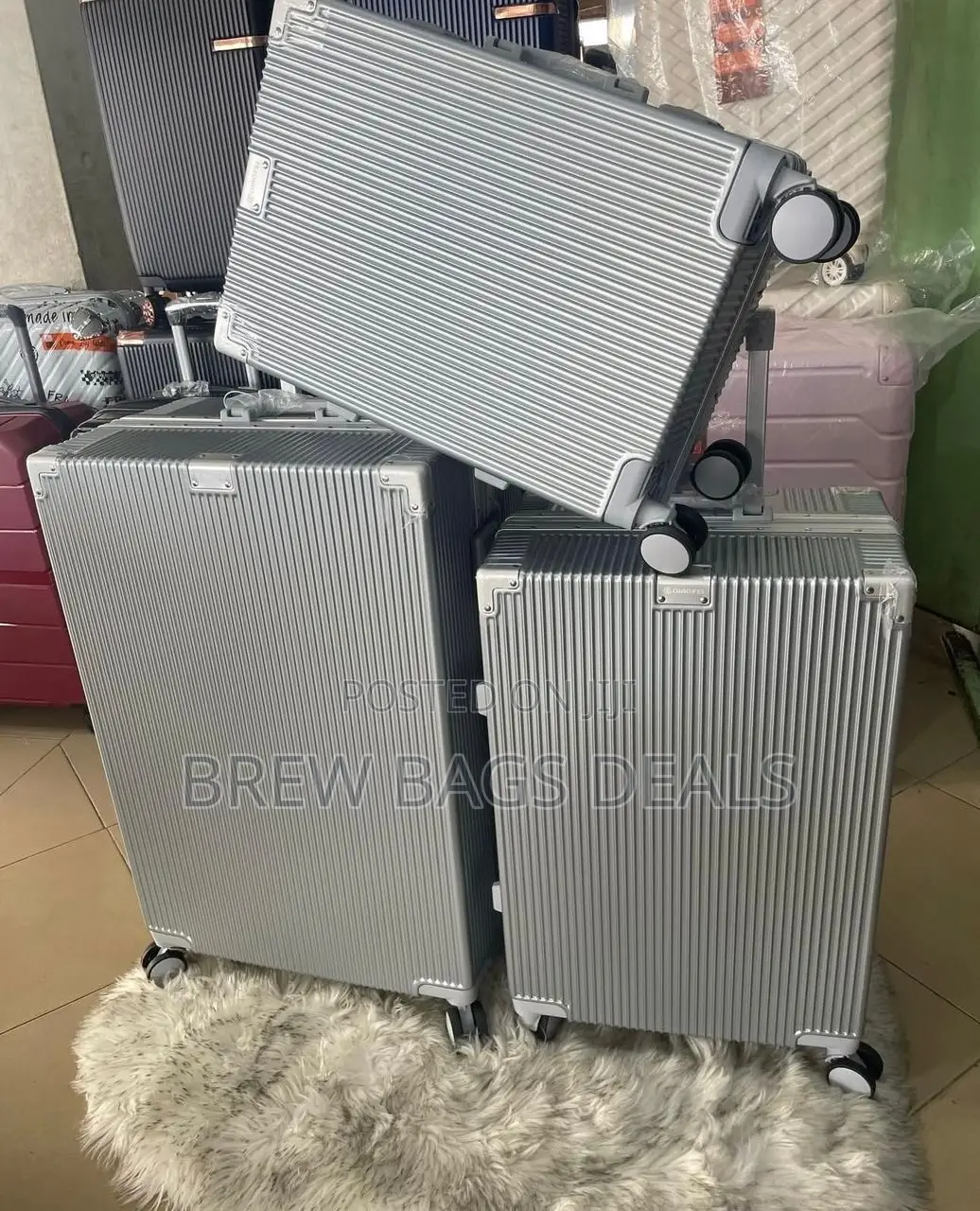 Branded Silver 3set Purely Locks Aluminum Suitcase Bag
