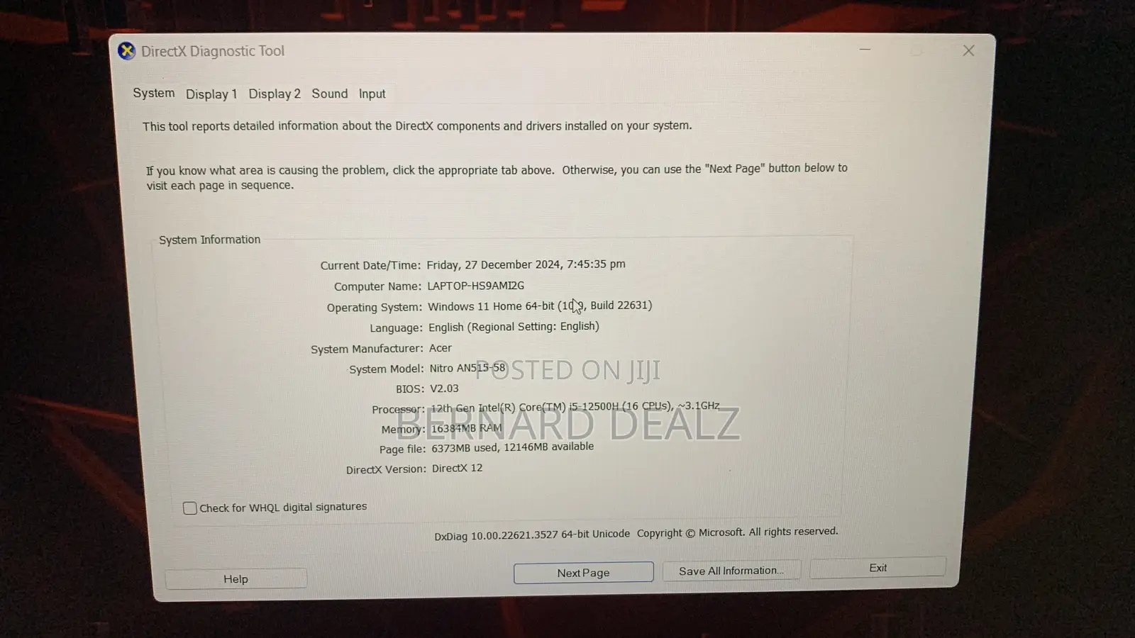 Laptop Acer Nitro 5 16GB Intel Core i5 HDD+SSD 512GB
