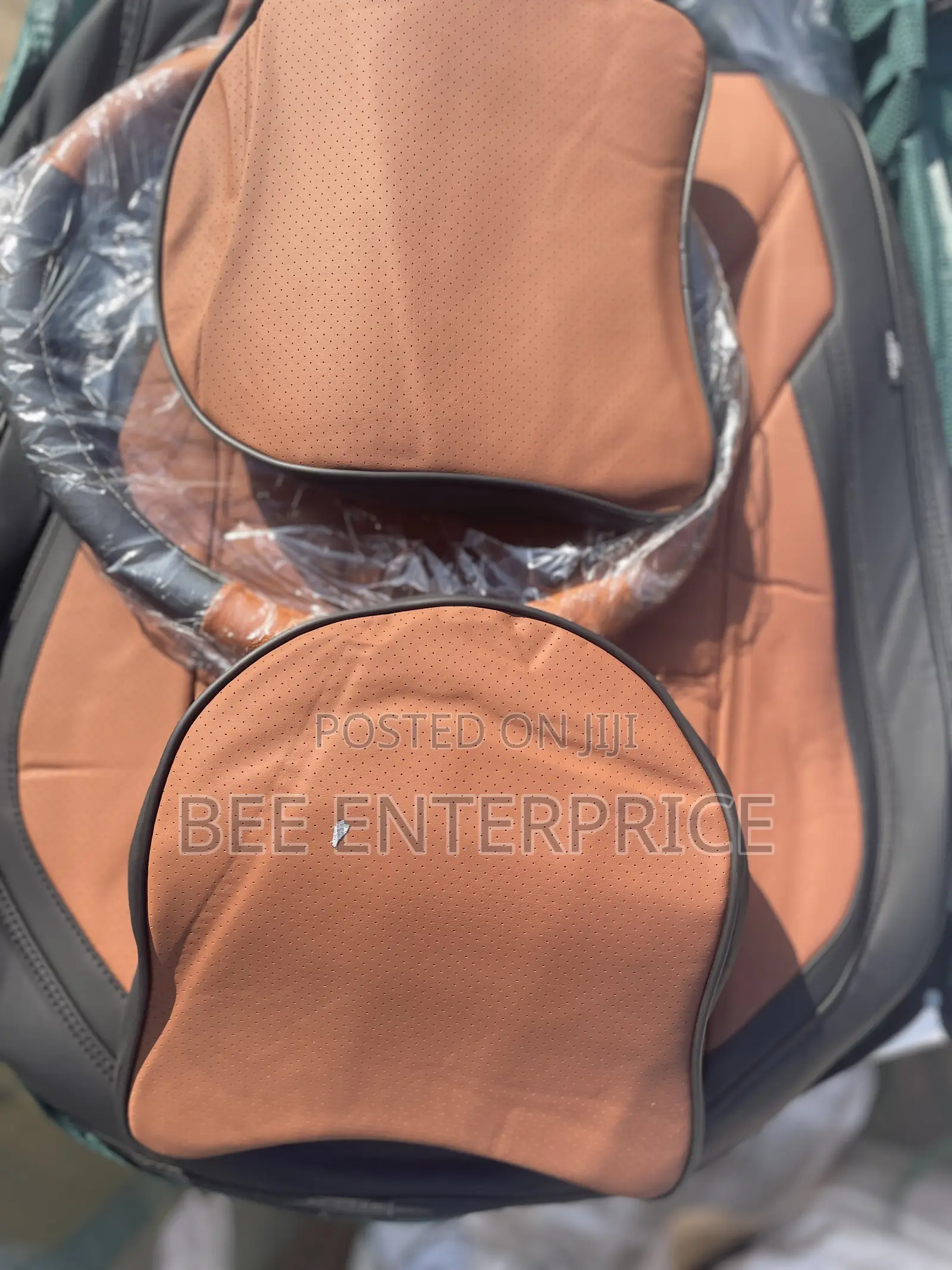 Brown and Black Universal Seat Covers-Full Set With Steering Cover