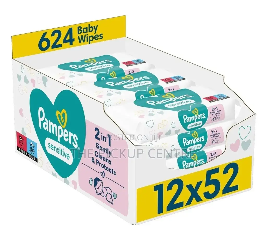 Pampers Baby Wipes Sensitive 12 X 52 Per Box/ 30ghs