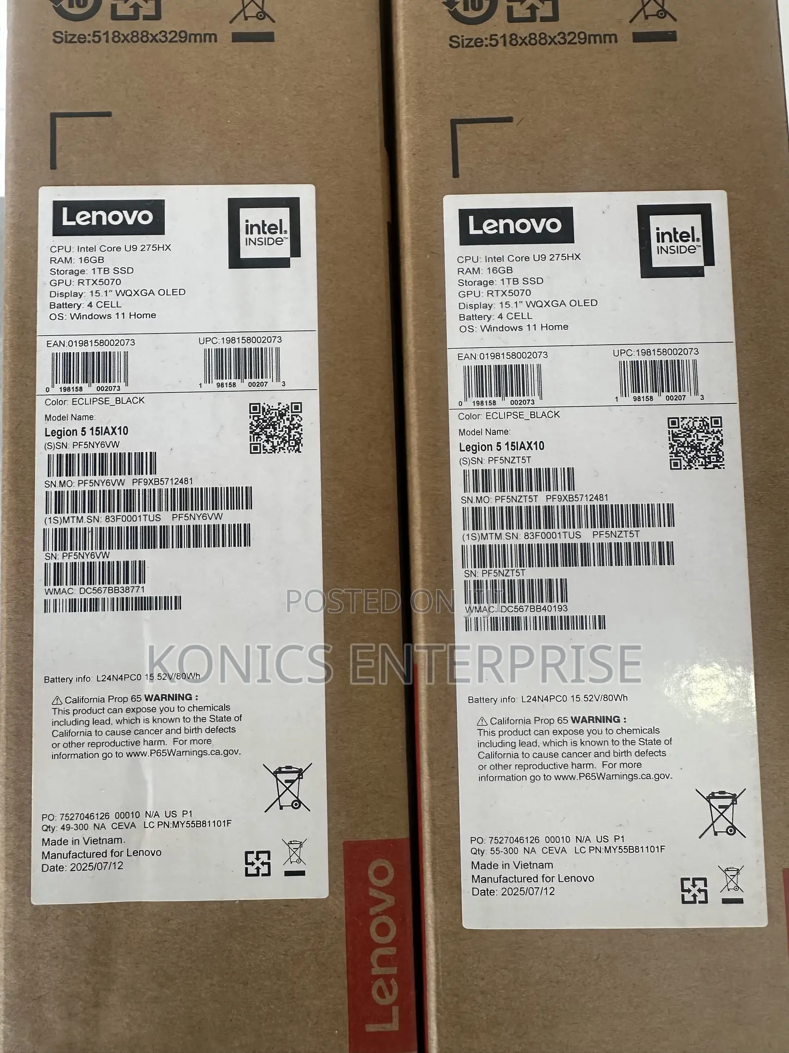 New Laptop Lenovo Legion 5i 16GB Intel Core Ultra 9 SSD 1T
