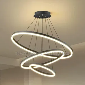Modern 3-Ring Spiral LED Chandelier - Bk