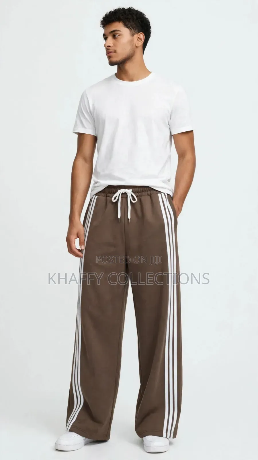 High Quality Unisex Wide Leg Striped Drawstring Pants ( Joggers)