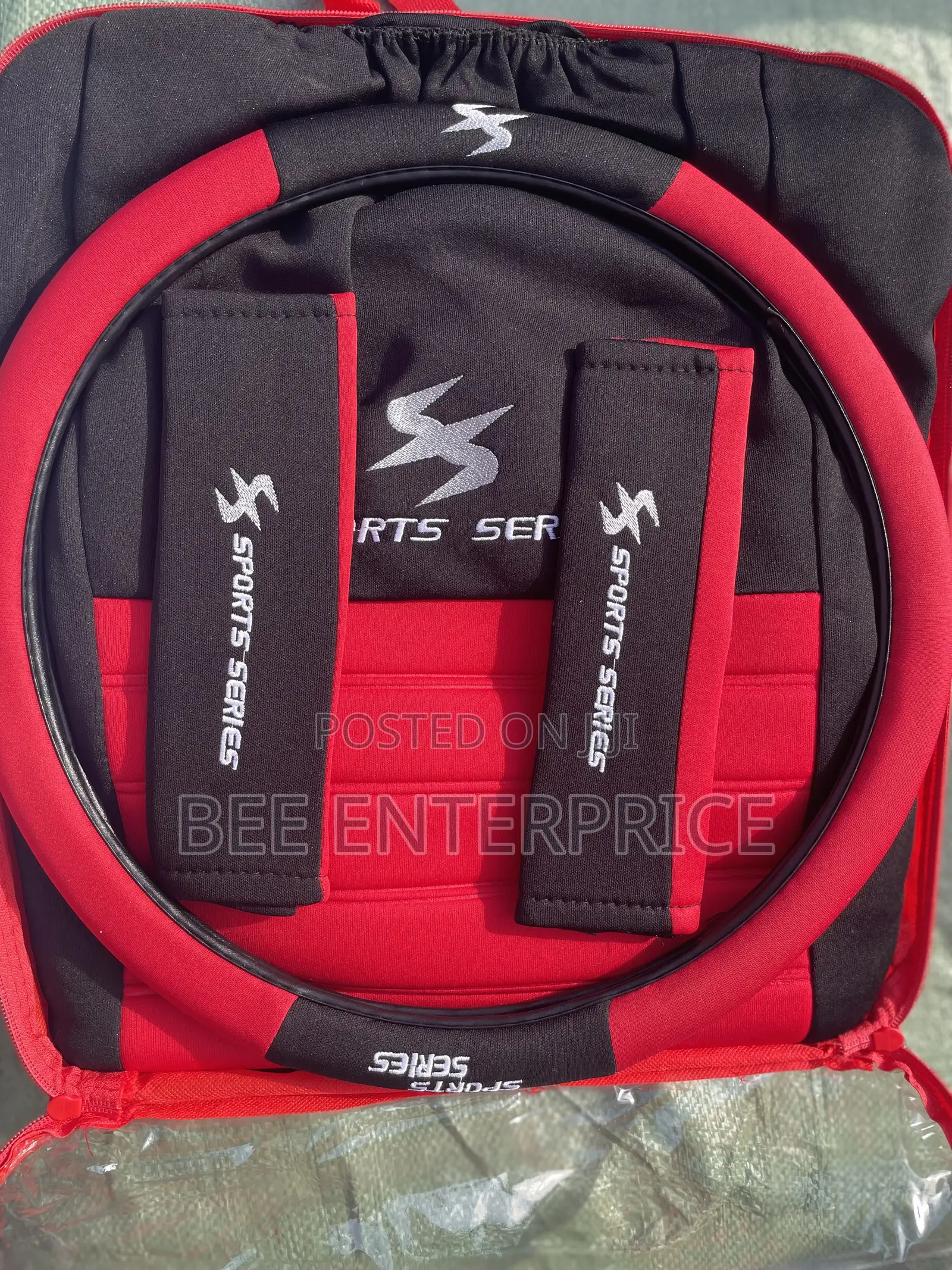Luxury Car Seat Cover Full Set -Black and Red