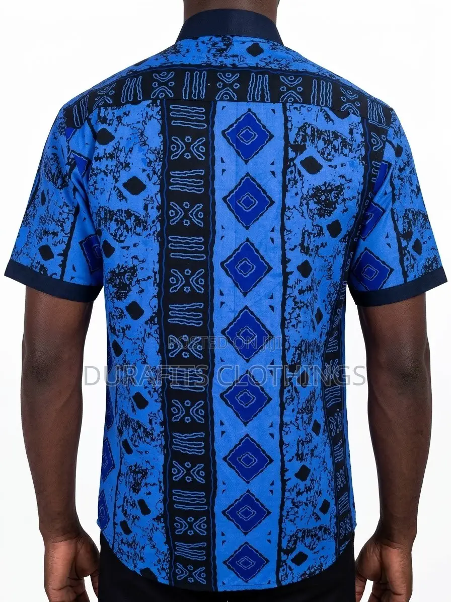 Men’s Cobalt & Navy Batik African Print Shirt