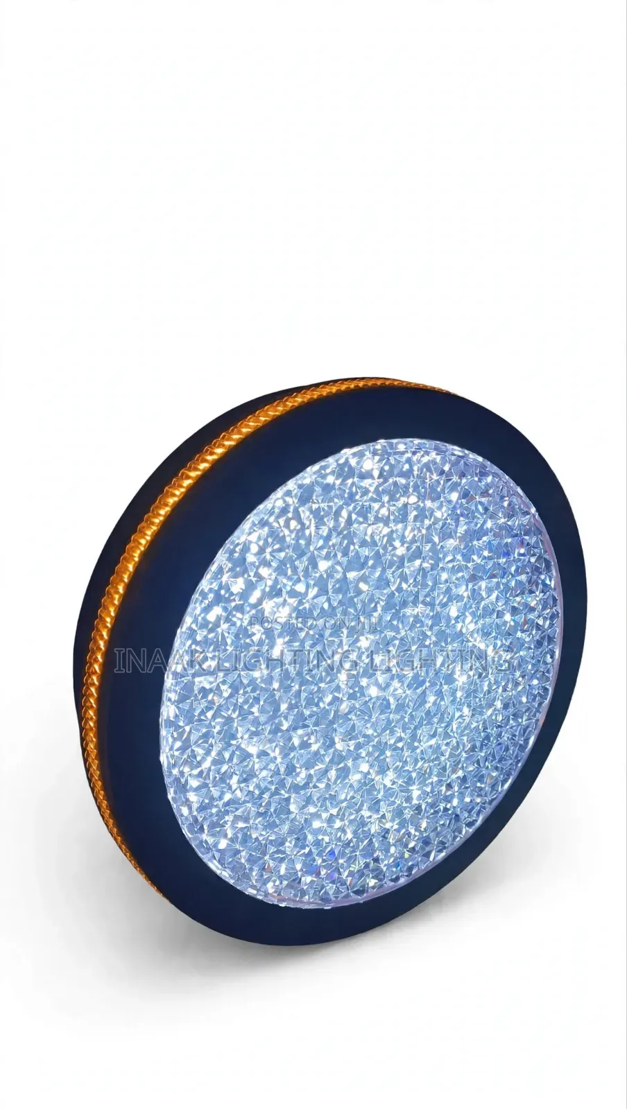 2-in-1 Crystal LED Ceiling Light With Warm Gold Ring