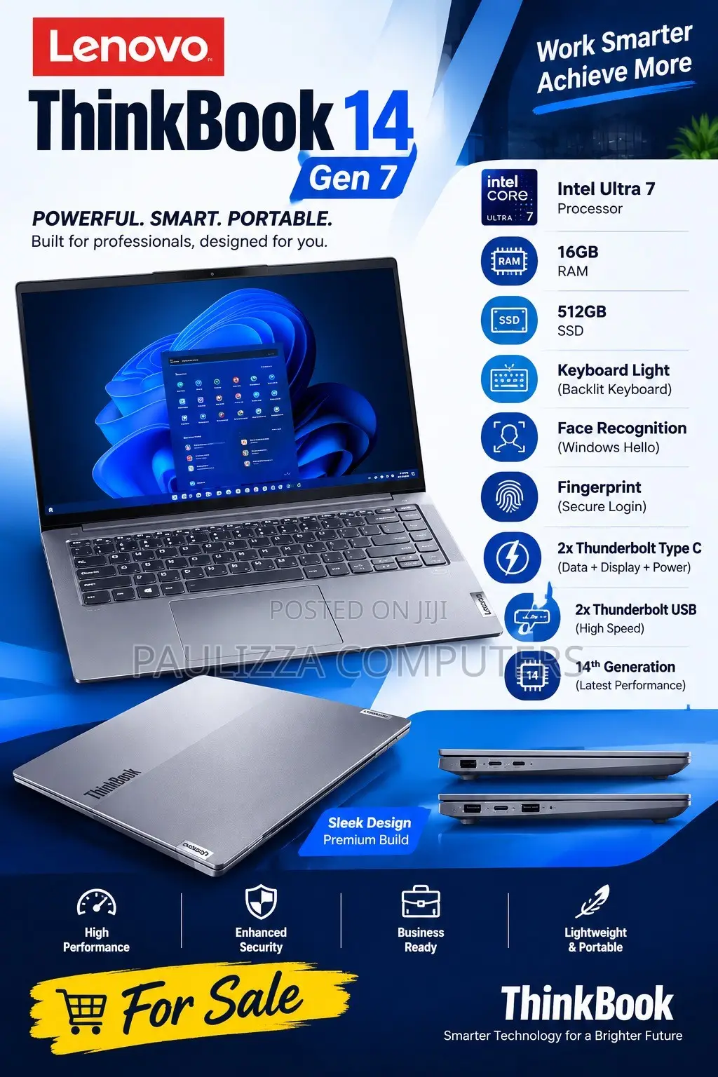 Laptop Lenovo ThinkBook 14 G8 IAL 16GB Intel Core Ultra 7 SSD 512GB