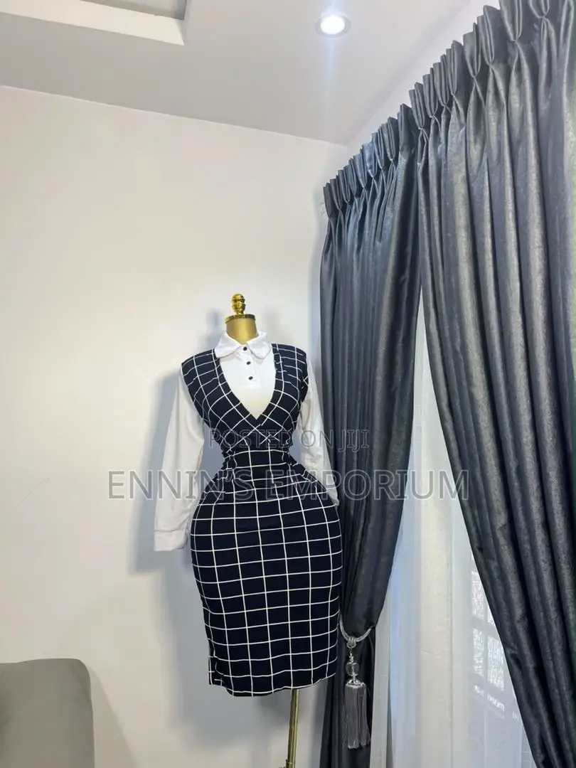 Green & White Checked Shirt Dress