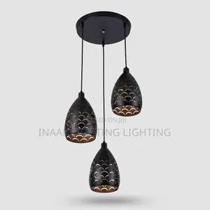 3-Head Black Drop Light - Fish Scale Design