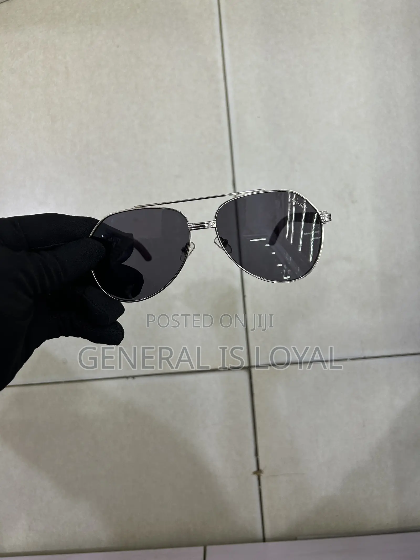 Cartier Dark Stainless Sunglasses Silver Wood Handle