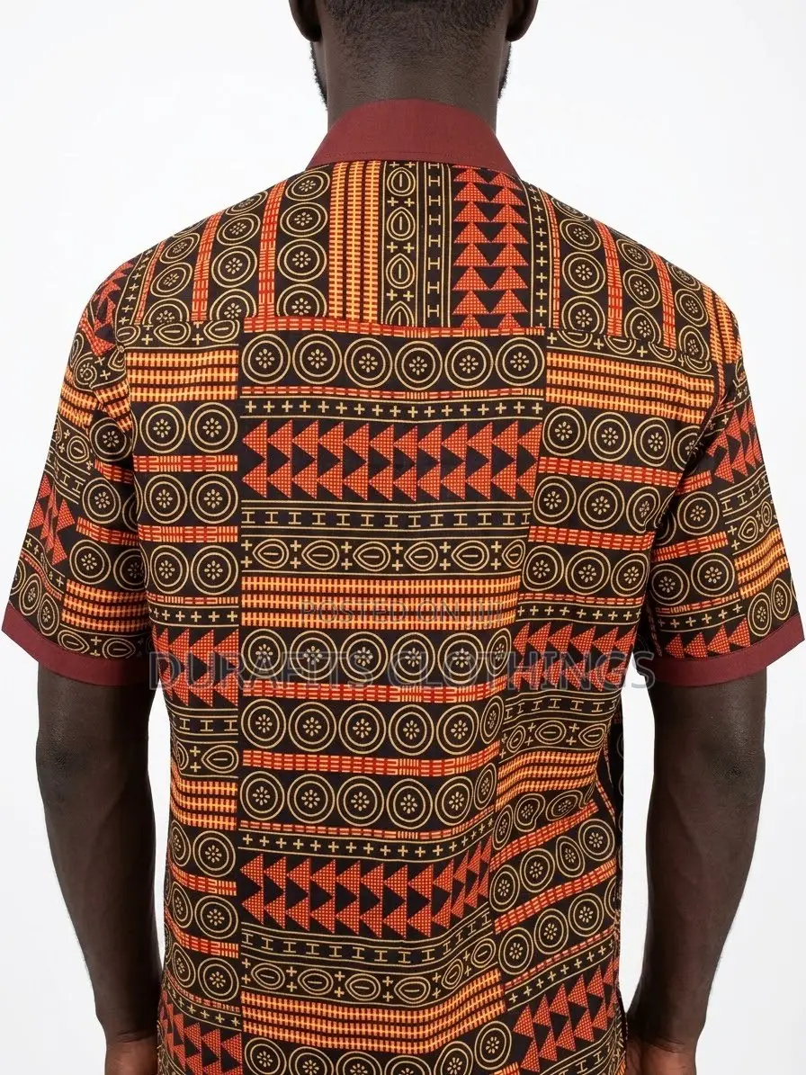 Men’s Dual-Pocket Tribal Motif African Print Shirt