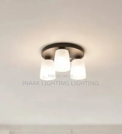 3-Head Ceiling Light - Black Base With Clear Glass Cups