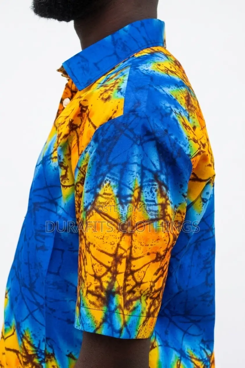 Men’s Cobalt & Yellow Abstract African Print Shirt