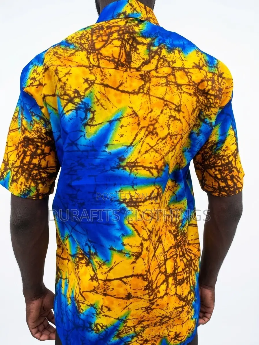Men’s Cobalt & Yellow Abstract African Print Shirt