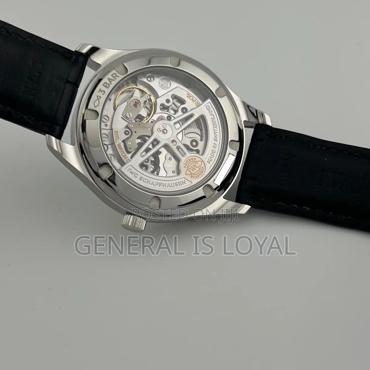 IWC Schaffhausen Portugieser Automatic Silver Watch With Leather Strap