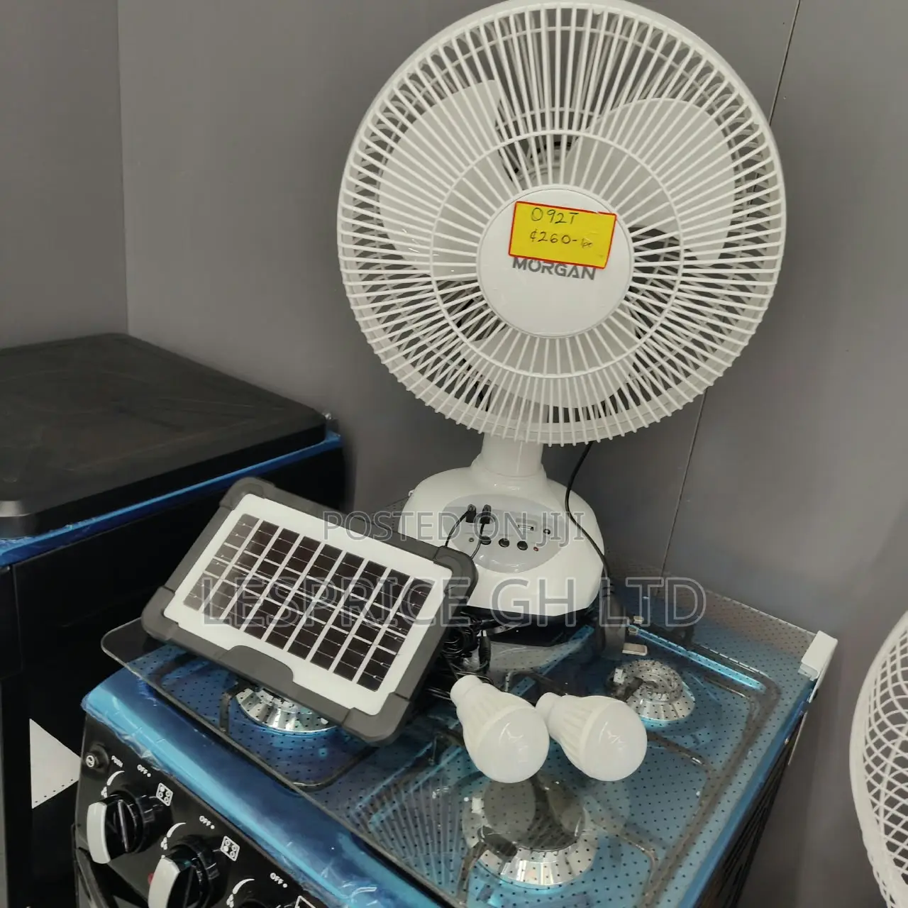 Classy High Grade Morgan Rechargeable Fan With Solar Panel & Led Light