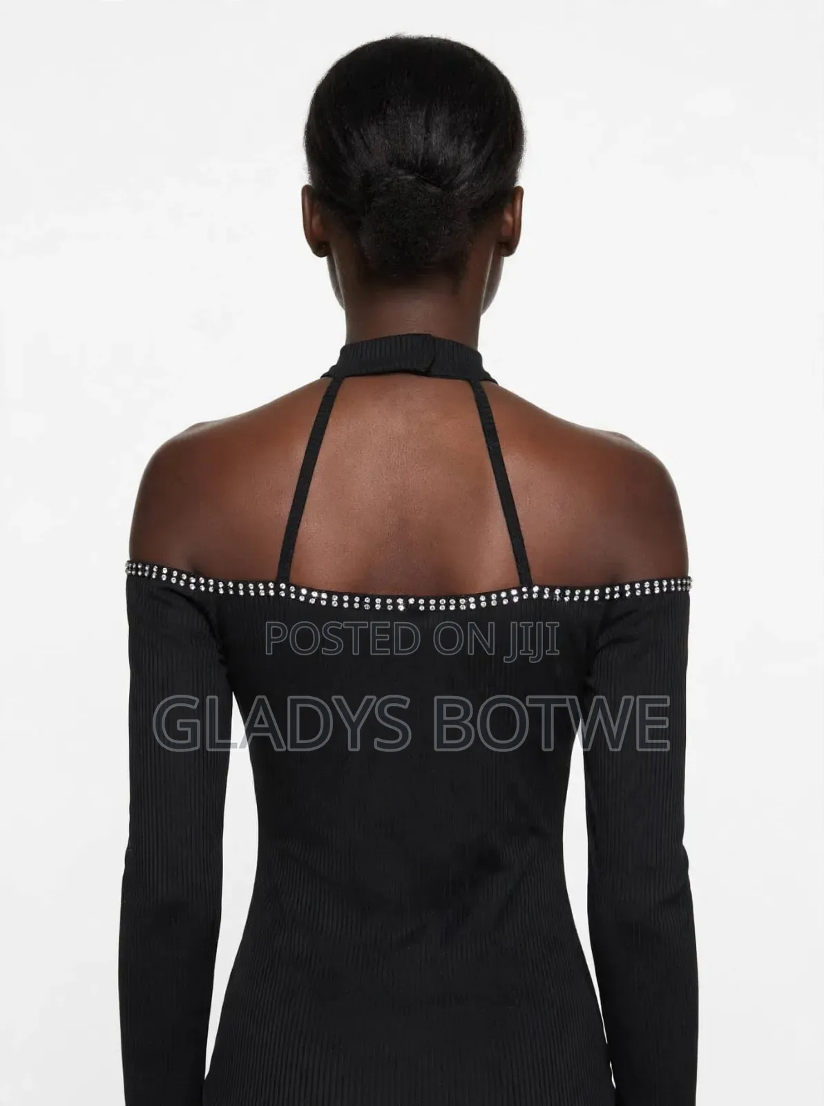 New Black Choker Off-Shoulder Bodycon Dress. Uk 14