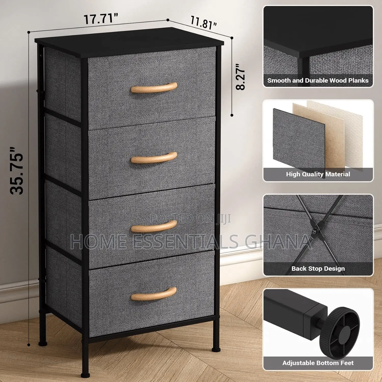 4 Drawer Dresser Fabric Chest of Drawers Furniture Storage Organizer