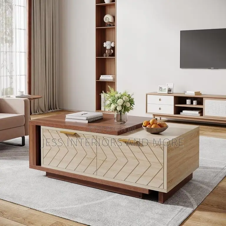 Extendable Center Table, 2 Storage Drawers