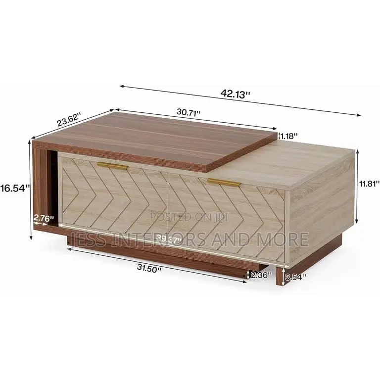 Extendable Center Table, 2 Storage Drawers