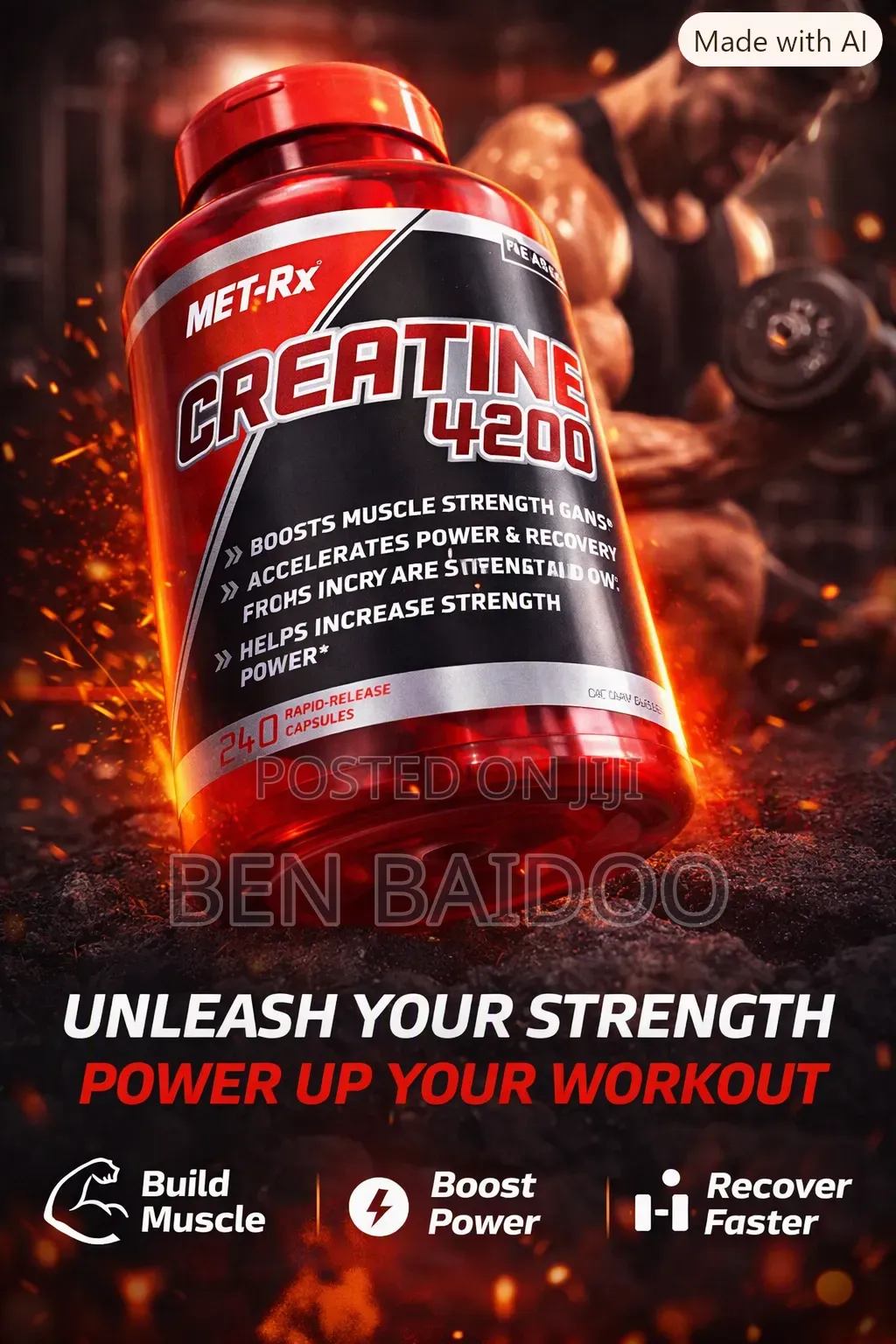 Creatine Capsules Supplement (Power-Up)
