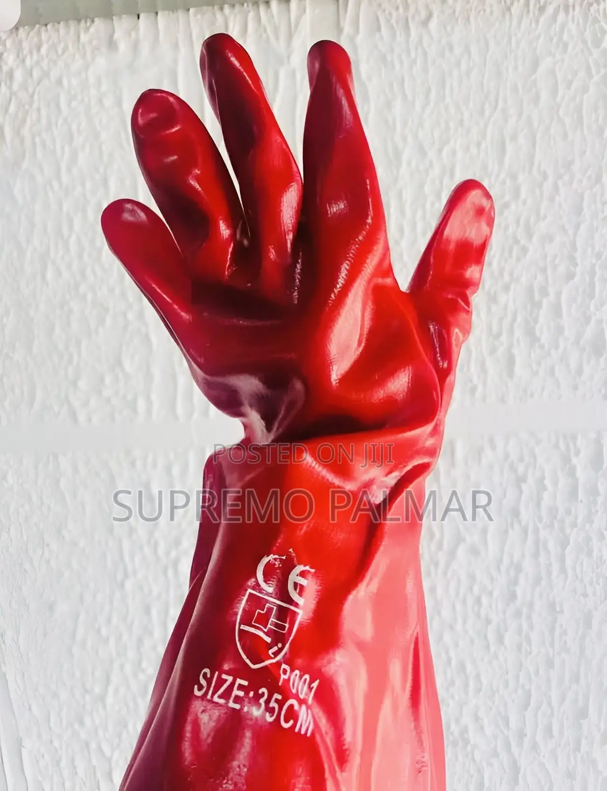 35cm PVC Gauntlet Gloves – Red Chemical & Industrial Safety Gloves
