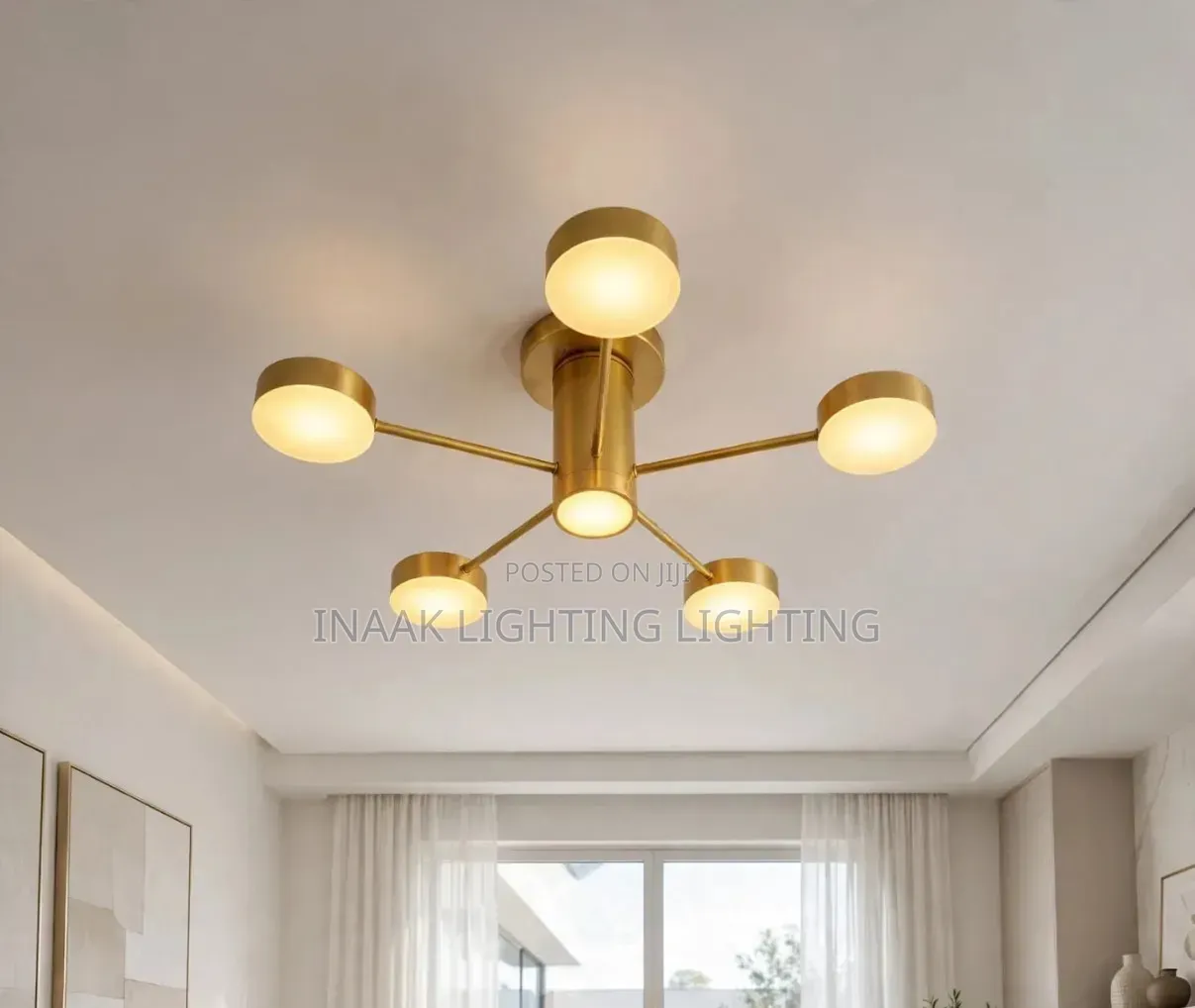 Luxury Gold 6-Head Sputnik Ceiling Light - Super Bright