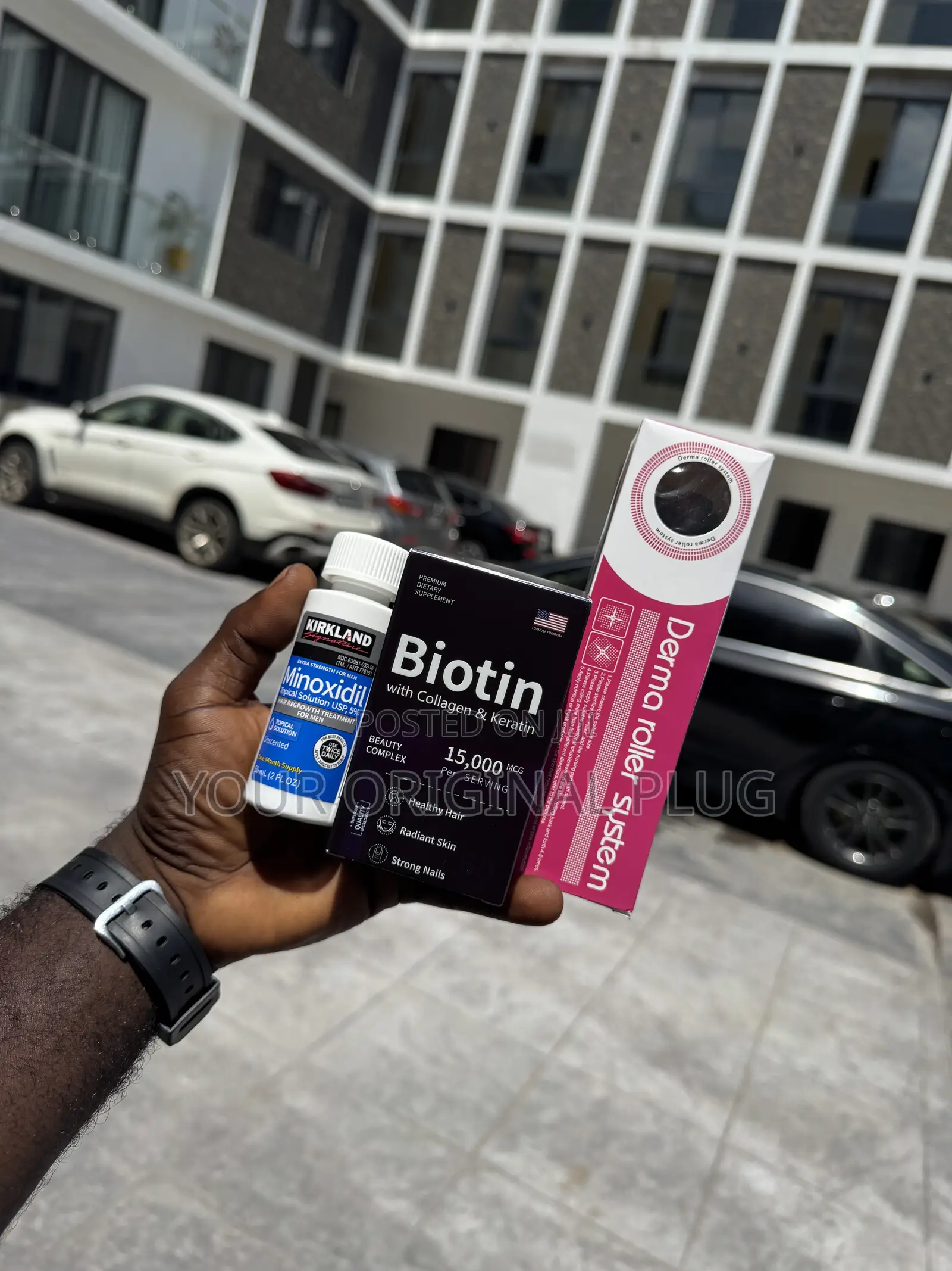 Kirkland Minoxidil 5% + Derma Roller + Biotin. (Collagen & Keratin)
