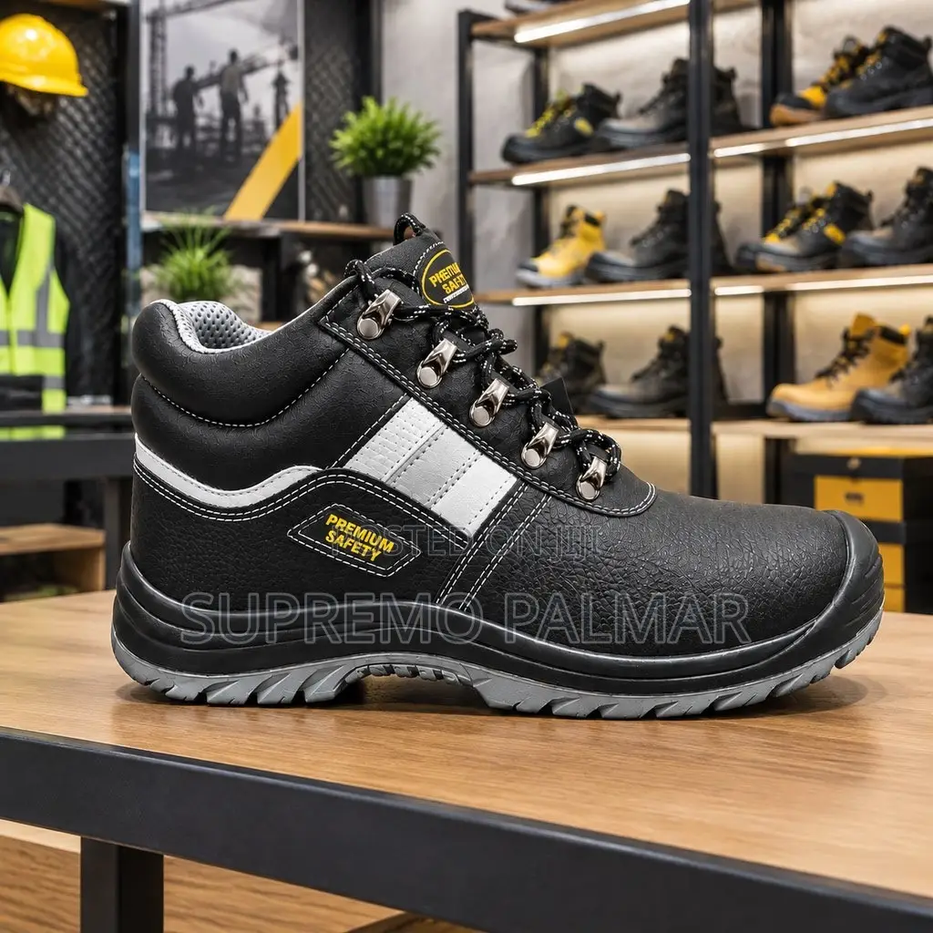 Premium Safety Work Boots – Black Steel Toe, Anti-Slip & Oil-Resistant