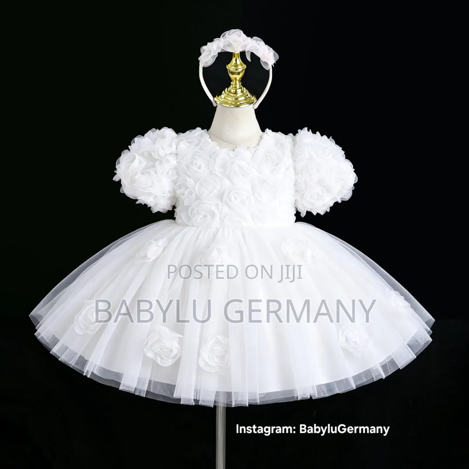 Premium Pure White Dress With Free Hair Band