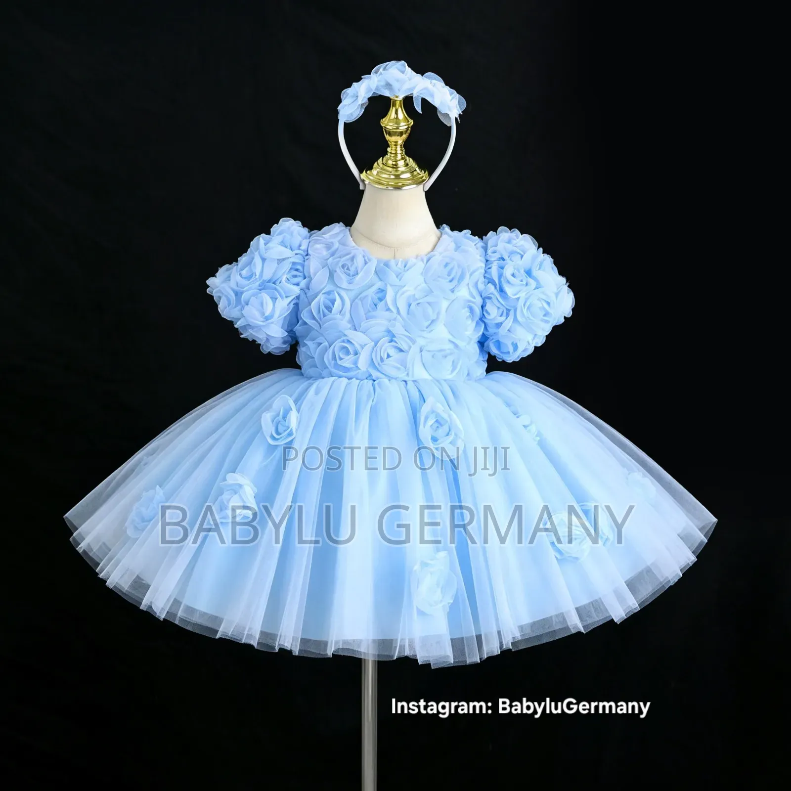 Premium Quality Blue Princess Dress With Hair Band